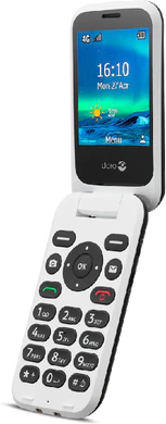 Doro 6821 sort hvid front højre side Åbnet