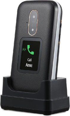 Doro 6881 black front right side closed dock