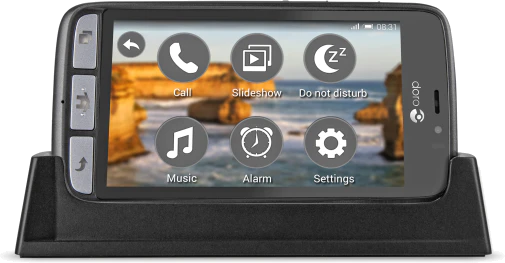 Doro 8031 zwart gedraaid dock