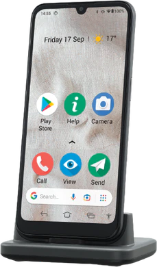 Doro 8110 4g grigio copertina frontale lato destro dock