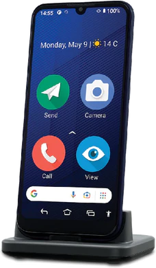 Doro 8200 blue front right side dock