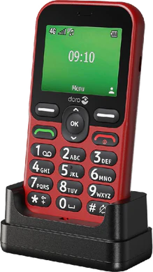 Doro Leva E10 rouge couverture à droite in dock