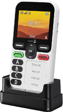 Doro Leva X10 schwarz weiß Vorderseite rechte Seite dock