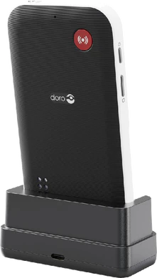 Doro Leva X10 schwarz weiß Rückseite linke Seite dock