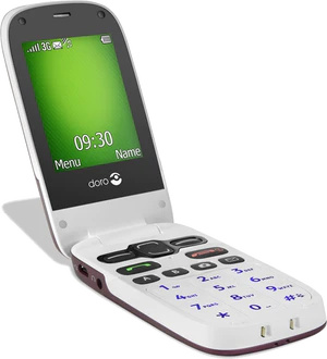 Doro PhoneEasy 621 burgundy blanco abierto lado izquierdo