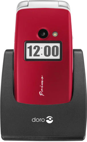 Doro Primo 413 rood gesloten in dock Doro Primo 413 rood gesloten in dock