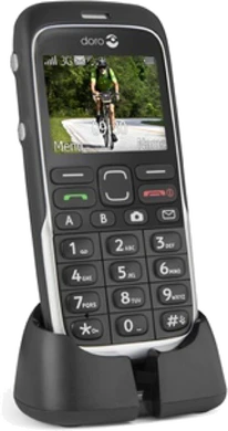 Doro PhoneEasy 520X schwarz in cradle linke Seite