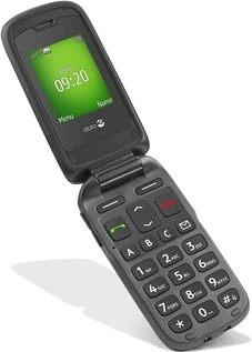 Doro PhoneEasy 605 zwart geopend on achterkant linkerzijkant