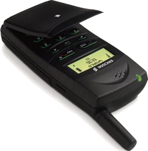 Ericsson T18 zwart bovenkant rechterzijkant voorkant schuin