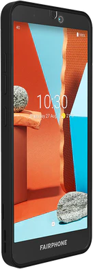 Fairphone 3 plus zwart voorkant linkerzijkant