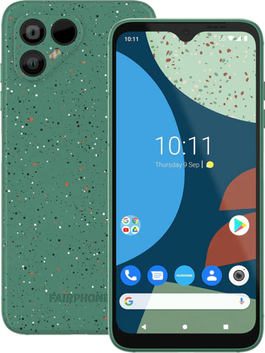 Fairphone 4 groen speckled overzicht Fairphone 4 groen speckled overzicht