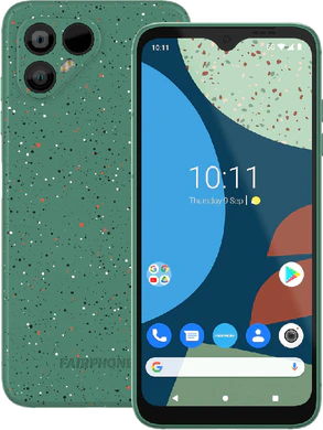 Fairphone 4 verde speckled panoramica