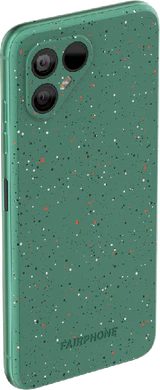 Fairphone 4 verde speckled indietro lato destro top