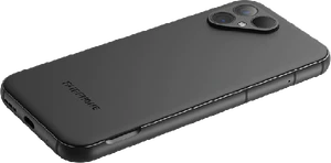 Fairphone 5 zwart achterkant linkerzijkant onderkant schuin