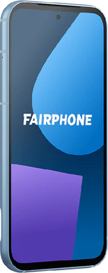 Fairphone 5 blauw voorkant linkerzijkant