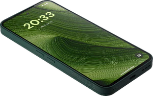 Fairphone 6 grün Vorderseite linke Seite Unterseite schräg