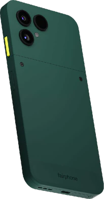 Fairphone 6 grün Rückseite rechte Seite Unterseite schräg