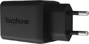 Fairphone 65w triple port fast charger zwart achterkant rechterzijkant
