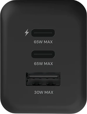 Fairphone 65w triple port fast charger zwart bovenkant