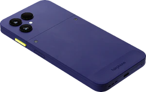 Fairphone gen 6 plus sininen takapuoli oikea puoli pohja