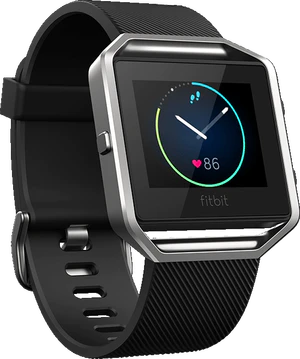 Fitbit Blaze noir couverture côté gauche aslant
