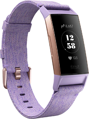 Fitbit Charge 3 voorkant linkerzijkant paars