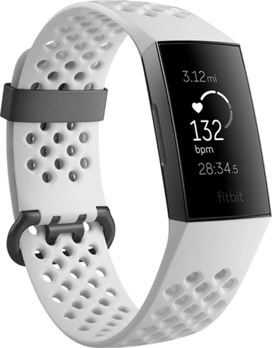 Fitbit Charge 3 voorkant linkerzijkant wit