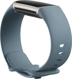 Fitbit Charge 5 bleu côté gauche aslant fermé