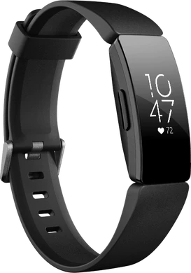 Fitbit Inspire HR zwart voorkant linkerzijkant