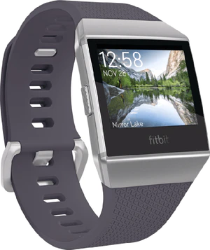 Fitbit Ionic grijs voorkant linkerzijkant