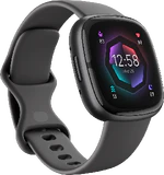 Fitbit Sense 2 zwart voorkant linkerzijkant