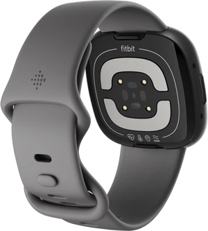 Fitbit Sense 2 zwart achterkant linkerzijkant