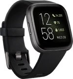 Fitbit Versa 2 voorkant linkerzijkant schuin zwart
