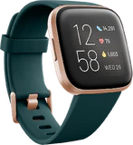 Fitbit Versa 2 voorkant linkerzijkant schuin groen