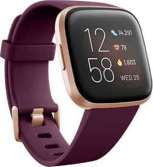 Fitbit Versa 2 voorkant linkerzijkant schuin paars
