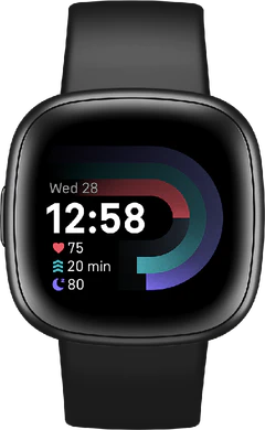 Fitbit Versa 4 zwart voorkant
