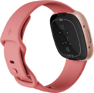 Fitbit Versa 4 pink achterkant linkerzijkant