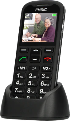 Fysic F10 zwart voorkant rechterzijkant dock