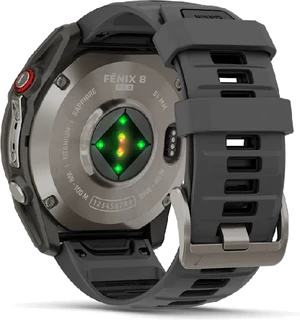 Garmin fenix 8 Pro 51mm black titanium grey back right side