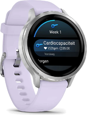 Garmin Venu 4 41mm silver purple front left side