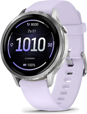 Garmin Venu 4 41mm silver purple front right side