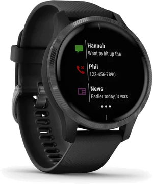 Garmin Venu zwart voorkant linkerzijkant