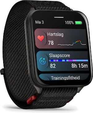 Garmin Venu X1 zwart voorkant linkerzijkant