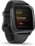 Garmin Venu s Sq 2 Music edition aluminium svart front vänster sida
