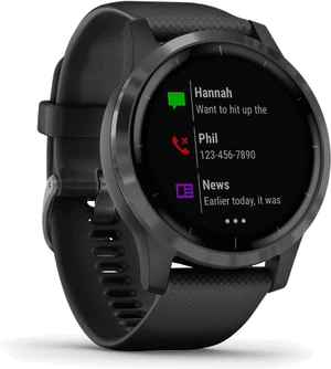 Garmin vivoactive 4 negro tapa delantera lado izquierdo