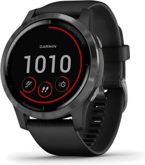 Garmin vivoactive 4 negro tapa delantera lado derecho