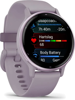 Garmin vivoactive 5 paars voorkant linkerzijkant