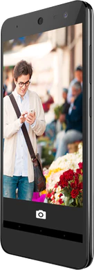 General Mobile Android One black front right side tilted ed