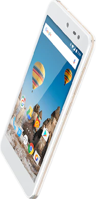 General Mobile android one GM 5 bianco copertina frontale lato destro aslant