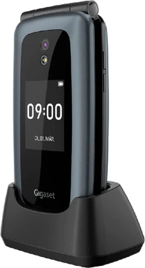 Gigaset GL7 zwart voorkant rechterzijkant gesloten dock